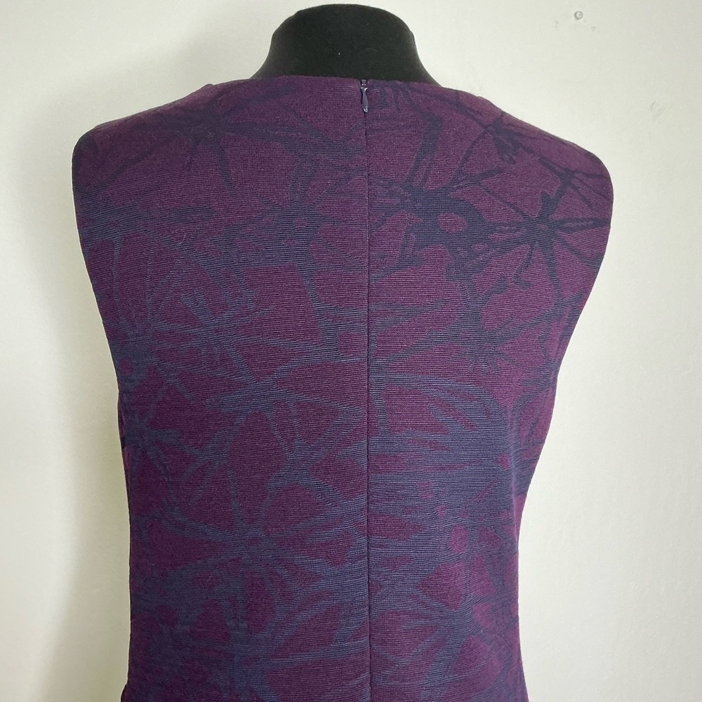 Escada Ruched Jacquard Print Sheath Midi Dress Purple Size 42 - Picture 9 of 16